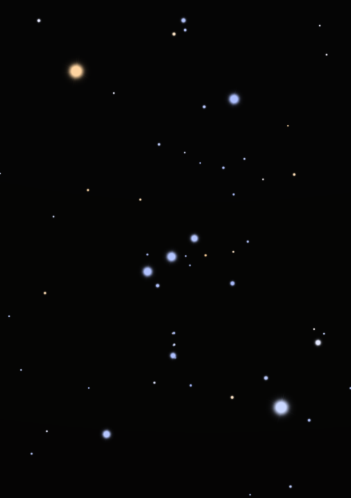 The most "classic" part of Orion, four stars in a trapezoid cut through by three others.